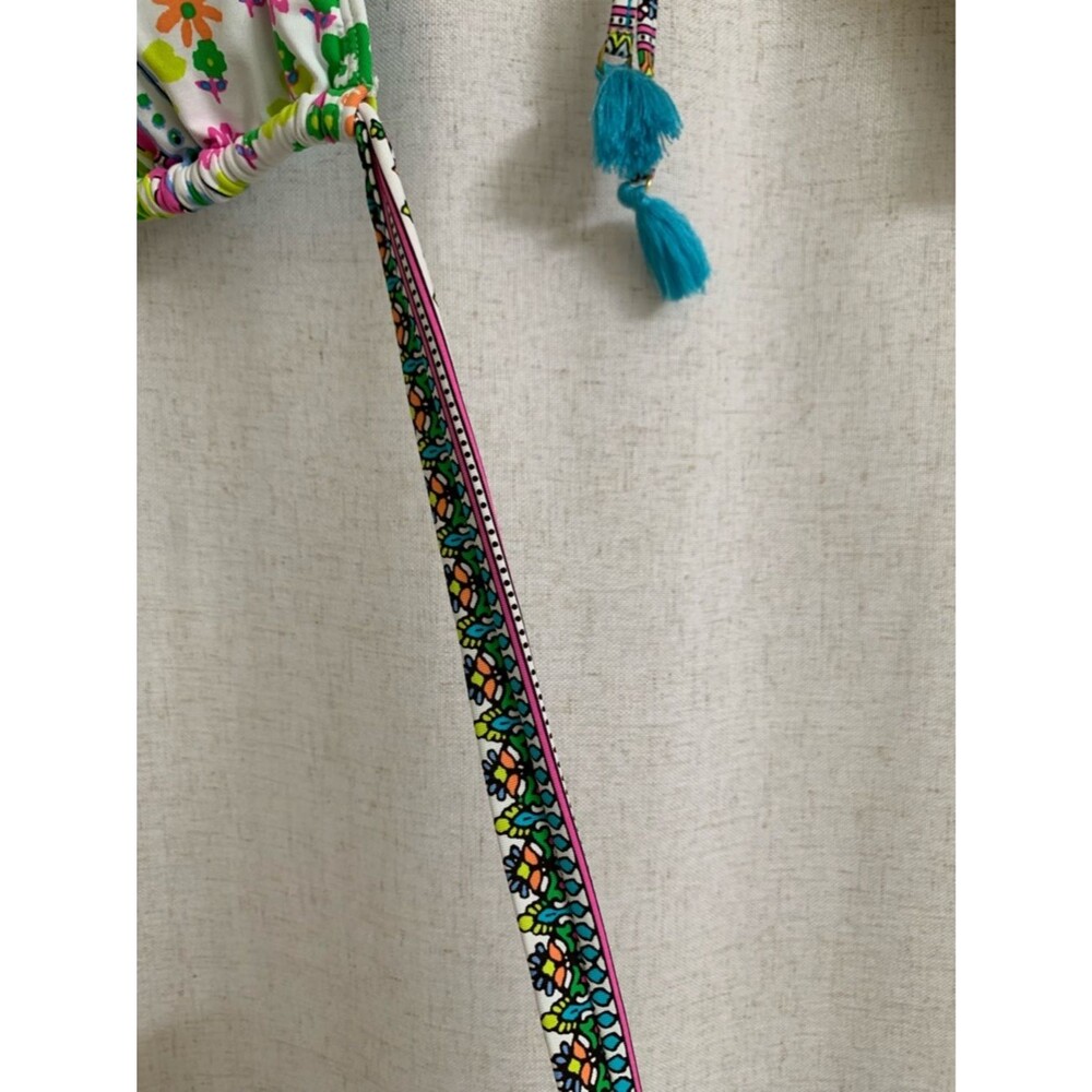 Rod Beattie Bleu Colorful Paisley Halter Bikini Set Tassels Teal Neon Accents 6 - Picture 9 of 10